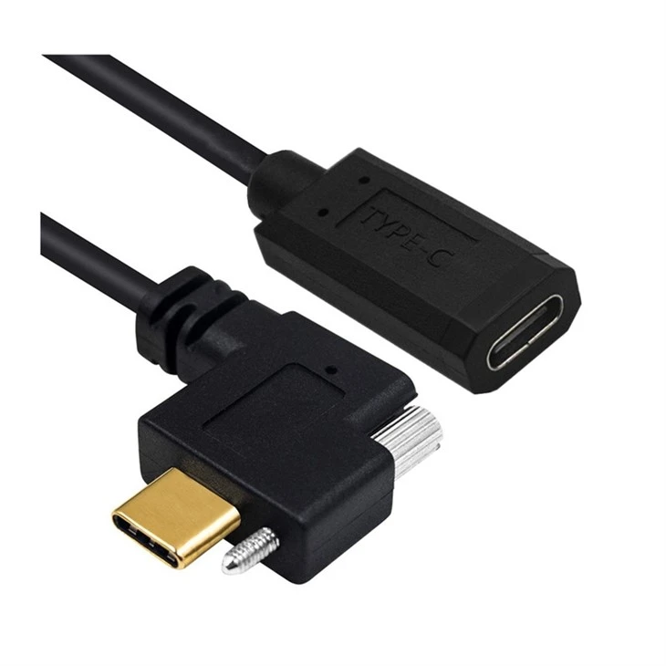 Locking USB Type C  90 Degree Male to USB Type C